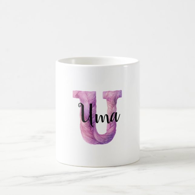 Caneca De Café Nome U Letra Rosa Roxo Aconchegante  (Centro)