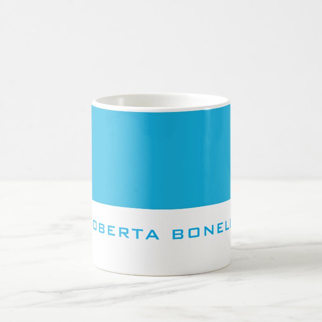 Caneca De Café Nome Único de Adição Azul Mínimo e Moderno (Centro)