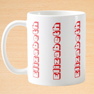 Caneca De Café Nome Vertical Vermelho Moderno Personalizado