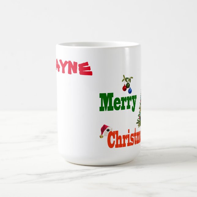 Caneca De Café Nome Wayne Com O Tema De Natal Do Lawn Bowls, Mug (Centro)