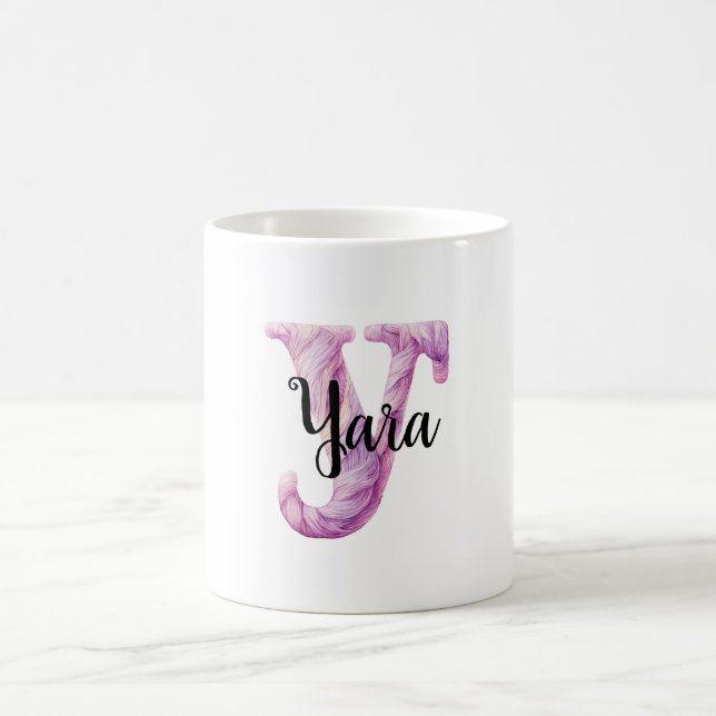Caneca De Café Nome Y de Letra Rosa Roxo Aconchegante  (Centro)