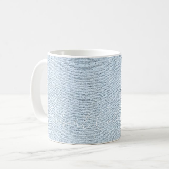 Caneca De Café NOMEADOR NOME DO Nenê Azul Linen Doce Amor (Frente Esquerda)