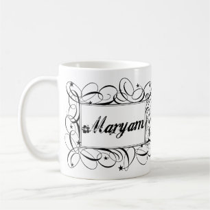 Caneca De Café Nomeie Maryam no preto dentro do quadro à moda
