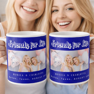 Caneca De Café Nomes azuis reais da foto dos melhores amigos