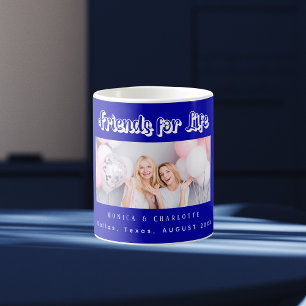 Caneca De Café Nomes azuis reais da foto dos melhores amigos