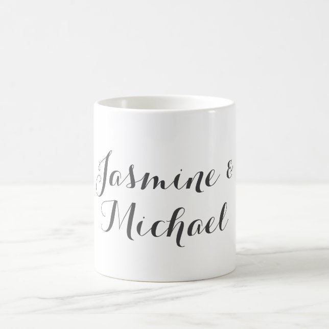 Caneca De Café Nomes de Casais de Caligrafia Chic Adoráveis  (Centro)