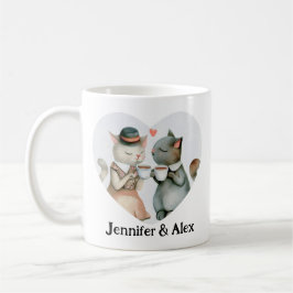 Caneca De Café Nomes de Casais de Cat Personalizados