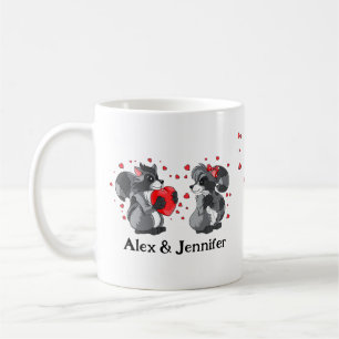 Caneca De Café Nomes de Casais Personalizados Amor Customizado