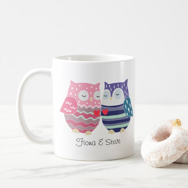 Caneca De Café Nomes de Casais Personalizados Nome personalizado  (Com Donut)