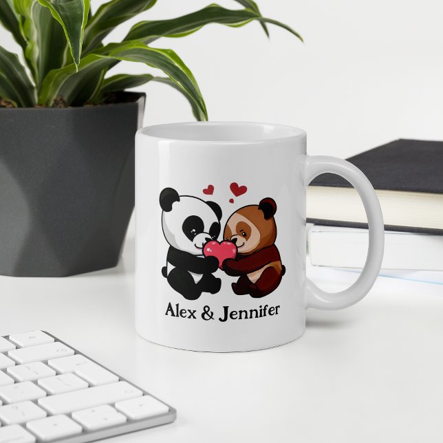 Caneca De Café Nomes de Casal de Urso Personalizados (Criador carregado)