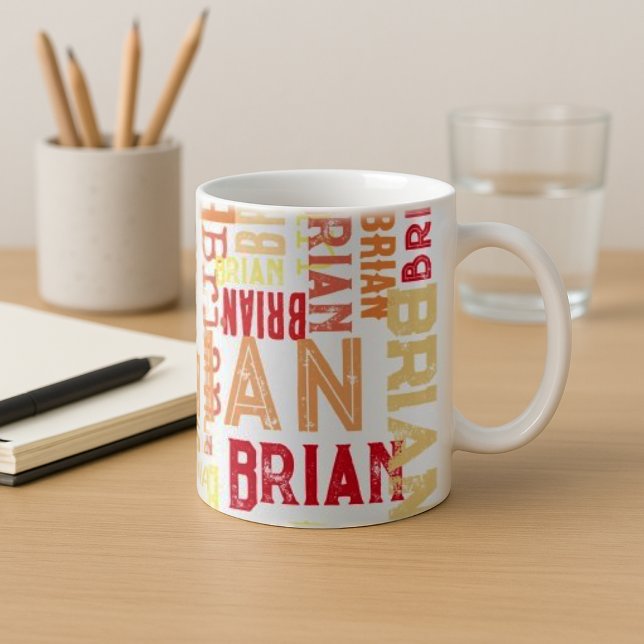 Caneca De Café Nomes de Cores Personalizados Repetidos (Criador carregado)