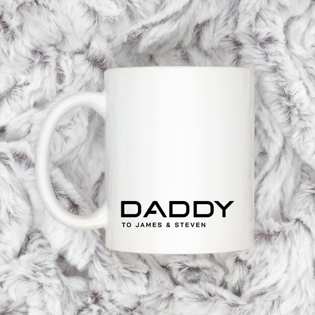 Caneca De Café Nomes de crianças do pai moderno (Modern daddy father's day kids names coffee mug)