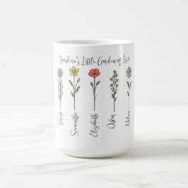 Caneca De Café Nomes de flores e netos - Jardim da vovó