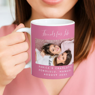 Caneca De Café Nomes de fotos para amigos para a vida em rosa esc