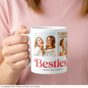 Caneca De Café Nomes de Melhores Amigas Modernas Colagem de Fotos
