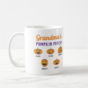 Caneca De Café Nomes de Netos Personalizados do Patch de Abóbora