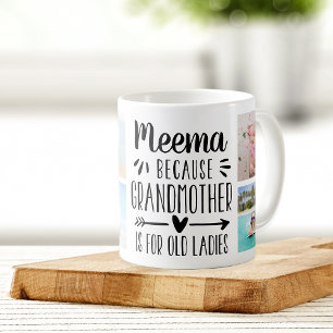 Caneca De Café Nomes e Colagem de Fotografias de Meema Engraçado