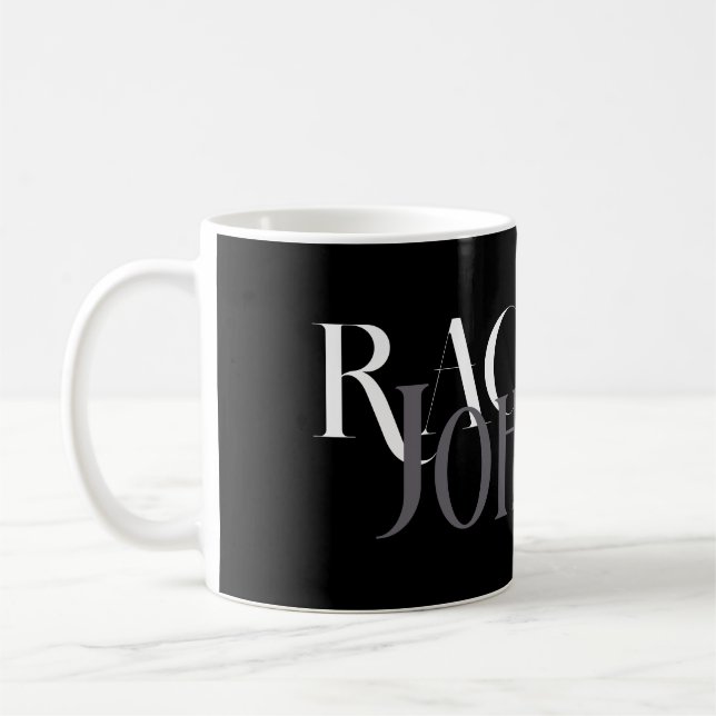Caneca De Café Nomes Personalizados Cinza Preta (Esquerda)