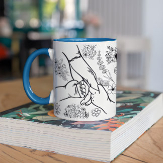 Caneca De Café Nomes Personalizados Crianças Segurando as Mãos da