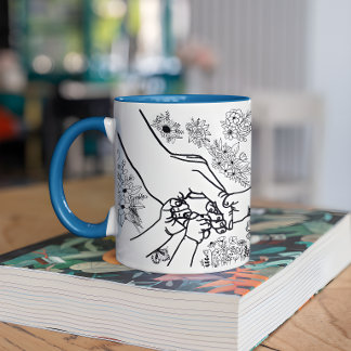 Caneca De Café Nomes Personalizados Crianças Segurando as Mãos da