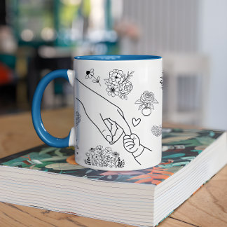 Caneca De Café Nomes Personalizados Crianças Segurando as Mãos da