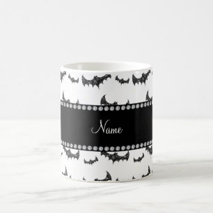 Caneca De Café Nomes personalizados de morcegos brilhantes branco