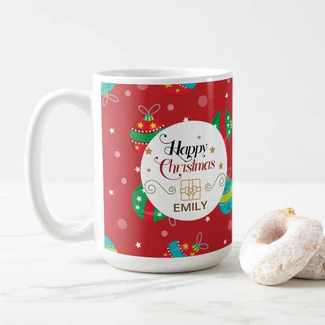 Caneca De Café Nomes personalizados de presentes de Natal - sinos (Com Donut)