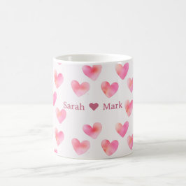Caneca De Café Nomes Personalizados Design Romântico Rosa Amor -