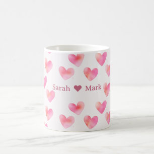 Caneca De Café Nomes Personalizados Design Romântico Rosa Amor -