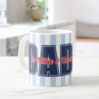 Caneca De Café Nomes Personalizados Listras Préppy Papai Para