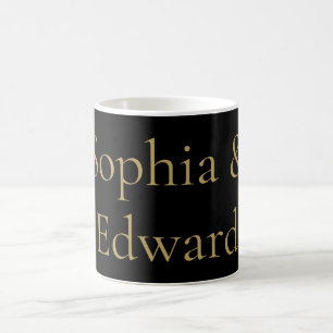 Caneca De Café Nomes Preto e Dourado