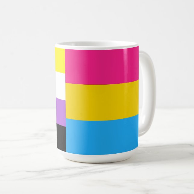 Caneca De Café Nonbinary Pansexual Dual Pride Flag (Frente Esquerda)