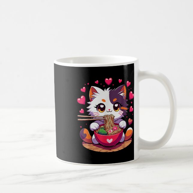 Caneca De Café Noodles De Ramen Comendo Animo Com Corações Valent (Direita)
