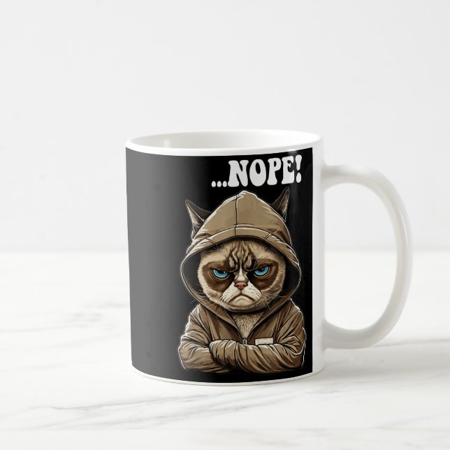 Caneca De Café Nope! Nope - Employee Work Colleagues Teenager Cat (Direita)