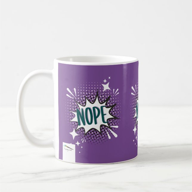 Caneca De Café Nope Quic Speech Bubble Memória Violeta Engraçada (Esquerda)
