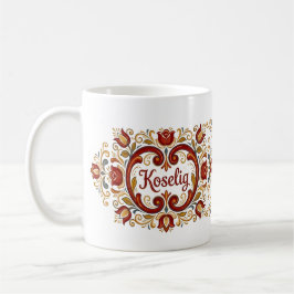 Caneca De Café Nordic Rosemaling Mug, “Koselig” Scandinavian Desi