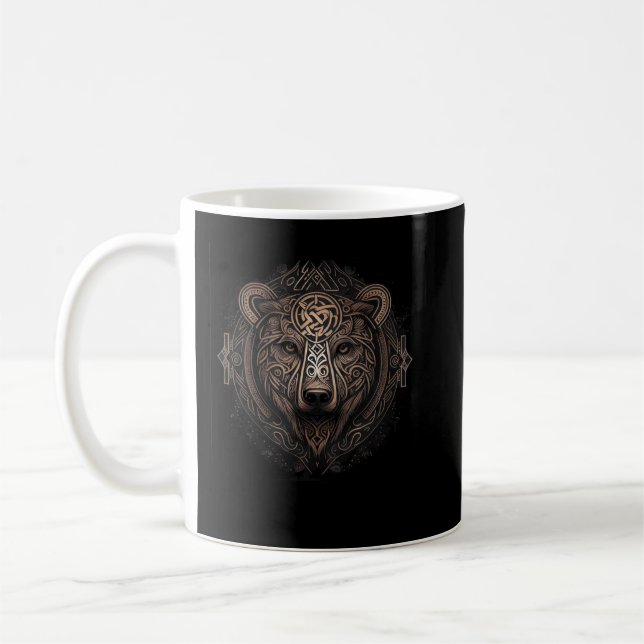 Caneca De Café Norse Style Bear Tatuagem Viking Ursa Wildlife Ani (Esquerda)