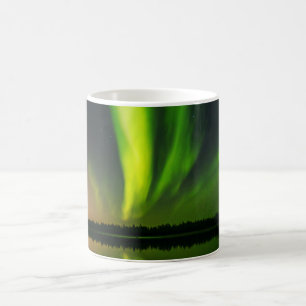 Caneca De Café Norte Aurora Borealis ilumina a Islândia