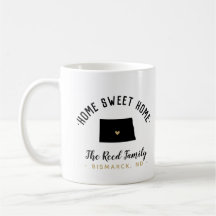 North Dakota Home Sweet Home Family Monograma Mug