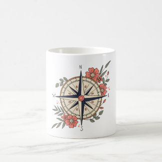 Caneca De Café North, ,South, East, and West With Flowes