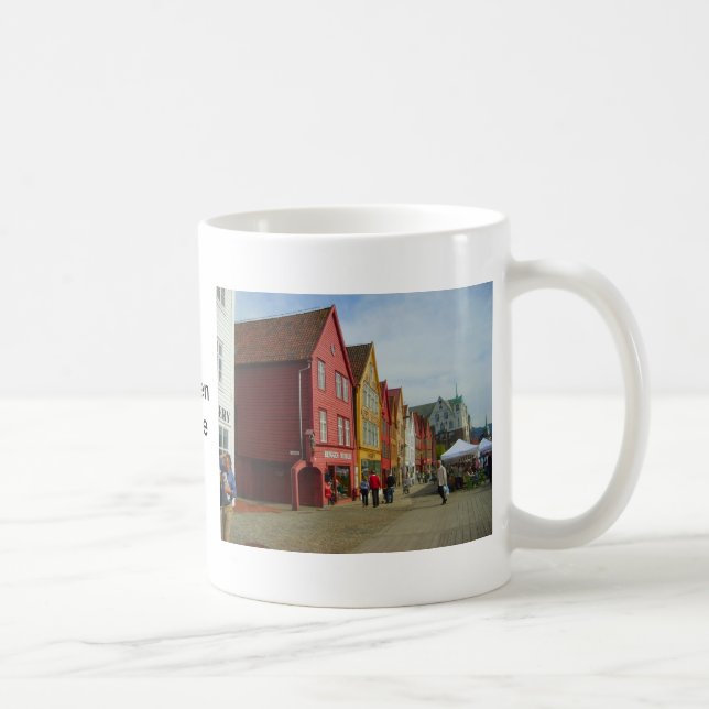 Caneca De Café Noruega, Bergen, casas pintadas no beira-rio (Direita)