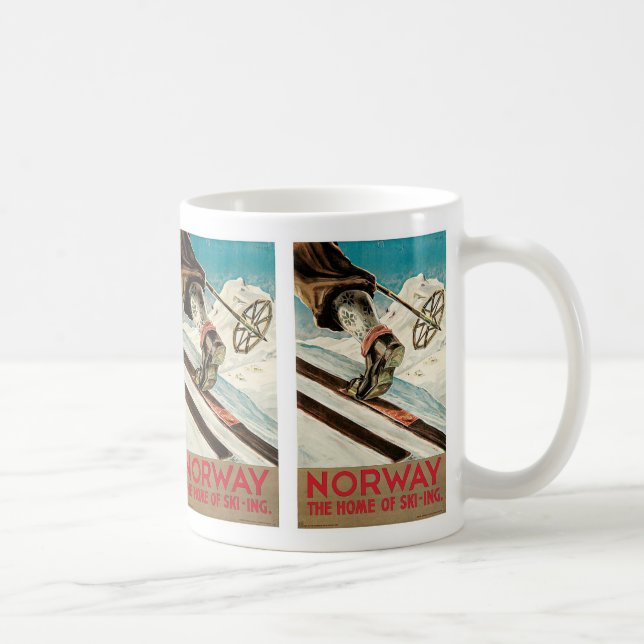 Caneca De Café Noruega ~ O Lar do Esqui (Direita)