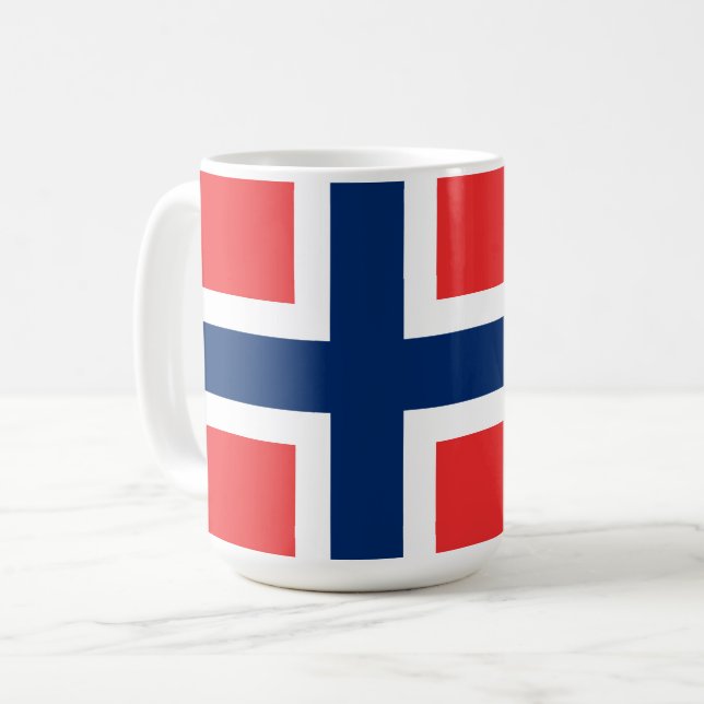 Caneca De Café Noruega, pavilhão norueguês, com casaco de armas (Frente Esquerda)