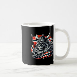 Caneca De Café Norueguês de Cat Viking Norway Flag