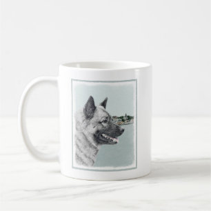 Caneca De Café Norueguês Elkhound na pintura da vila - arte do