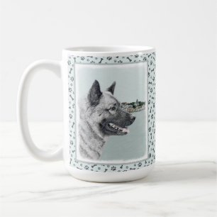 Caneca De Café Norwegian Elkhound at Village Painting - Dog Art