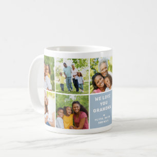 Caneca De Café Nós Amamos a Vovó Moderno Colagem de Fotos Azul