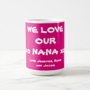Caneca De Café 'Nós Amamos Nossa Nana' Nomes Personalizados Simpl