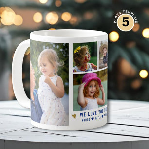 Caneca De Café Nós Amamos Você Nomes dos Netos do Vovô 5 Colagem