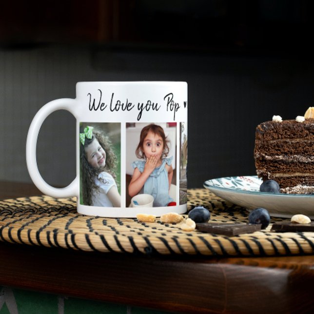 Caneca De Café Nós Amamos Você Nomes dos Netos Pop 5 Foto  (5 Photo Collage We Love You Pop  Coffee Mug)